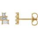 White Diamond Earrings in 14 Karat Yellow Gold 1/4 Carat Diamond Geometric Cluster Earrings