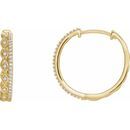White Diamond Earrings in 14 Karat Yellow Gold 1/4 Carat Diamond Geometric Hoop Earrings