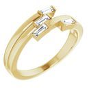 White Diamond Ring in 14 Karat Yellow Gold 1/4 Carat Diamond Geometric Ring