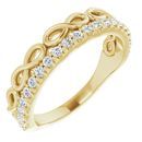 White Diamond Ring in 14 Karat Yellow Gold 1/4 Carat Diamond Infinity-Inspired Stackable Ring