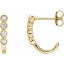 White Diamond Earrings in 14 Karat Yellow Gold 1/4 Carat Diamond J-Hoop Earrings