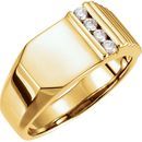 White Diamond Ring in 14 Karat Yellow Gold 1/5 Carat Diamond 10.5x10 mm Geometric Signet Ring