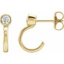 White Diamond Earrings in 14 Karat Yellow Gold 1/5 Carat Diamond Bezel-Set Hoop Earrings