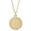 White Diamond Necklace in 14 Karat Yellow Gold 1/5 Carat Diamond Engravable 16-18
