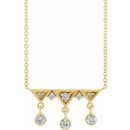 Genuine Diamond Necklace in 14 Karat Yellow Gold 1/5 Carat Diamond Fringe Bar 18