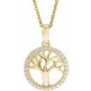 Genuine Diamond Necklace in 14 Karat Yellow Gold 1/5 Carat Diamond Tree of Life 16-18
