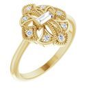White Diamond Ring in 14 Karat Yellow Gold 1/5 Carat Diamond Vintage-Inspired Ring