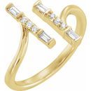 White Diamond Ring in 14 Karat Yellow Gold 1/6 Carat Diamond Double Bar Ring