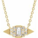 White Diamond Necklace in 14 Karat Yellow Gold 1/6 Carat Diamond Semi-Set Geometric 18