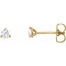 White Diamond Earrings in 14 Karat Yellow Gold 1/8 Carat Diamond 3-Prong Earrings - SI2-SI3 G-H