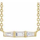 Genuine Diamond Necklace in 14 Karat Yellow Gold 1/8 Carat Diamond Bar 16