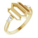 White Diamond Ring in 14 Karat Yellow Gold 1/8 Carat Diamond Geometric Ring