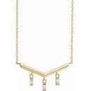 Genuine Diamond Necklace in 14 Karat Yellow Gold 1/8 Carat Diamond V Bar 16