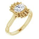 White Diamond Ring in 14 Karat Yellow Gold 1 Carat Diamond Halo-Style Ring