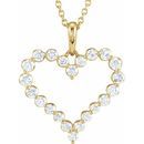 White Diamond Necklace in 14 Karat Yellow Gold 1 Carat Diamond Heart 18
