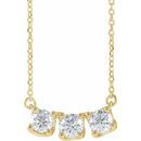 White Diamond Necklace in 14 Karat Yellow Gold 1 Carat Diamond Three-Stone Curved Bar 18
