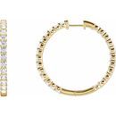 White Lab-Grown Diamond Earrings in 14 Karat Yellow Gold 1 Carat Lab-Grown Diamond Inside-Outside Hinged 19.3 mm Hoop Earrings