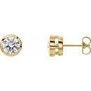White Lab-Grown Diamond Earrings in 14 Karat Yellow Gold 1 Carat Lab-Grown Diamond Tapered Bezel-Set Stud Earrings