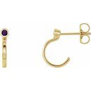 Genuine Amethyst Earrings in 14 Karat Yellow Gold 2.5 mm Round Amethyst Bezel-Set Hoop Earrings