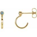 Genuine Aquamarine Earrings in 14 Karat Yellow Gold 2.5 mm Round Aquamarine Bezel-Set Hoop Earrings