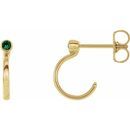 Genuine Emerald Earrings in 14 Karat Yellow Gold 2.5 mm Round Emerald Bezel-Set Hoop Earrings
