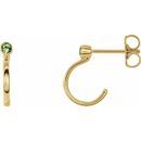 Genuine Peridot Earrings in 14 Karat Yellow Gold 2.5 mm Round Peridot Bezel-Set Hoop Earrings