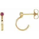 Pink Tourmaline Earrings in 14 Karat Yellow Gold 2.5 mm Round Pink Tourmaline Bezel-Set Hoop Earrings
