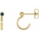 Genuine Alexandrite Earrings in 14 Karat Yellow Gold 2 mm Round Alexandrite Bezel-Set Hoop Earrings