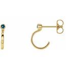 Genuine Aquamarine Earrings in 14 Karat Yellow Gold 2 mm Round Aquamarine Bezel-Set Hoop Earrings