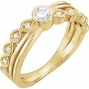 Created Moissanite Ring in 14 Karat Yellow Gold 3.5 mm Round Forever One Moissanite & .05 Carat Diamond Ring