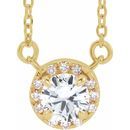 Genuine Sapphire Necklace in 14 Karat Yellow Gold 3.5 mm Round White Sapphire & .04 Carat Diamond 18