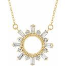 White Diamond Necklace in 14 Karat Yellow Gold 3/8 Carat Diamond Circle 16