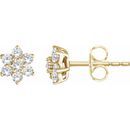White Diamond Earrings in 14 Karat Yellow Gold 3/8 Carat Diamond Flower Earrings