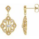 White Diamond Earrings in 14 Karat Yellow Gold 3/8 Carat Diamond Vintage-Inspired Earrings