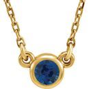 Genuine Sapphire Pendant in 14 Karat Yellow Gold 3 mm Round Genuine Sapphire Bezel-Set Solitaire 16