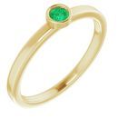Genuine Chatham Created Emerald Ring in 14 Karat Yellow Gold 3 mm Round Chatham Lab-Created Emerald Ring