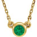 Natural Emerald Pendant in 14 Karat Yellow Gold 3 mm Round Emerald Bezel-Set Solitaire 16