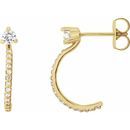 Created Moissanite Earrings in 14 Karat Yellow Gold 3 mm Round Forever One Moissanite & 1/6 Carat Diamond Earrings