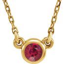 Natural Ruby Pendant in 14 Karat Yellow Gold 3 mm Round Ruby Bezel-Set Solitaire 16
