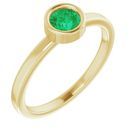 Genuine Chatham Created Emerald Ring in 14 Karat Yellow Gold 4.5 mm Round Chatham Lab-Created Emerald Ring