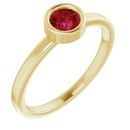 Natural Ruby Ring in 14 Karat Yellow Gold 4.5 mm Round Ruby Ring