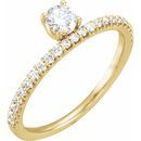 Created Moissanite Ring in 14 Karat Yellow Gold 4 mm Round Forever One Moissanite & 1/5 Carat Diamond Stackable Ring