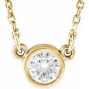 Created Moissanite Necklace in 14 Karat Yellow Gold 4 mm Round Forever One Moissanite 18