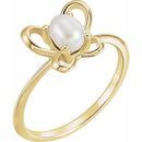 14 Karat Yellow Gold 4x3 mm Pearl June Youth Butterfly Birthstone Ring