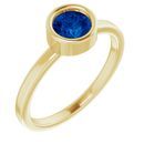 Genuine Chatham Created Sapphire Ring in 14 Karat Yellow Gold 5.5 mm Round Chatham Lab-Created Genuine Sapphire Ring