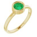Genuine Chatham Created Emerald Ring in 14 Karat Yellow Gold 5.5 mm Round Chatham Lab-Created Emerald Ring