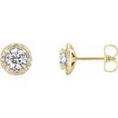 Created Moissanite Earrings in 14 Karat Yellow Gold 5.5 mm Round Forever One Moissanite & 1/6 Carat Diamond Earrings