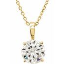 Created Moissanite Necklace in 14 Karat Yellow Gold 5.5 mm Round Forever One Moissanite 18