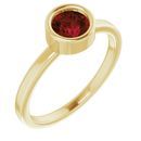 Red Garnet Ring in 14 Karat Yellow Gold 5.5 mm Round Mozambique Garnet Ring