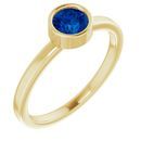 Genuine Chatham Created Sapphire Ring in 14 Karat Yellow Gold 5 mm Round Chatham Lab-Created Genuine Sapphire Ring